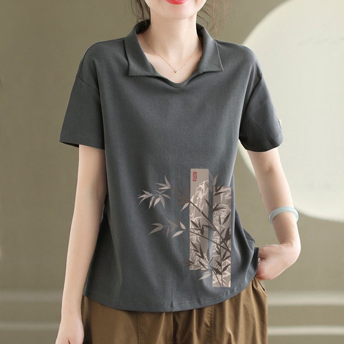 100%纯棉女装休闲短袖T恤上衣