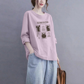 时尚 外贸出口清仓100%纯棉长袖 气质T恤女2025秋季 打底休闲上衣秋