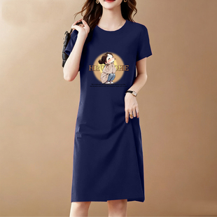 2026新款 连衣裙女夏季 宽松气质t恤裙子潮 纯棉短袖 大牌捡漏中长款