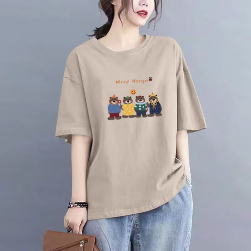 100%纯棉气质短袖t恤女上衣