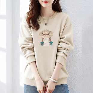 外贸清仓捡漏纯棉秋冬气质长袖 加绒打底上衣潮 卫衣女宽松休闲时尚