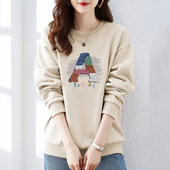 外贸清仓捡漏纯棉长袖 气质休闲卫衣女秋冬加绒加厚宽松时尚 上衣潮