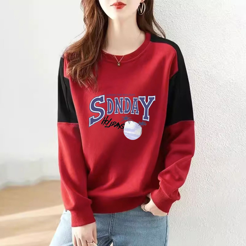 秋冬长袖上衣时尚拼色