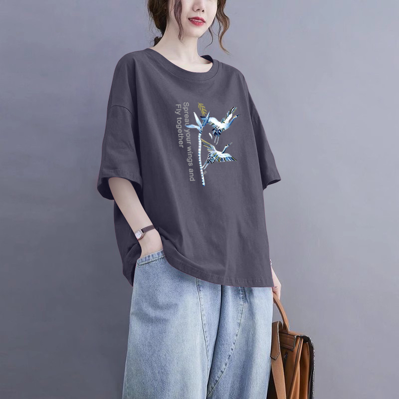外贸出口清仓100%纯棉宽松短袖t恤女装夏季2025新款外穿打底上衣