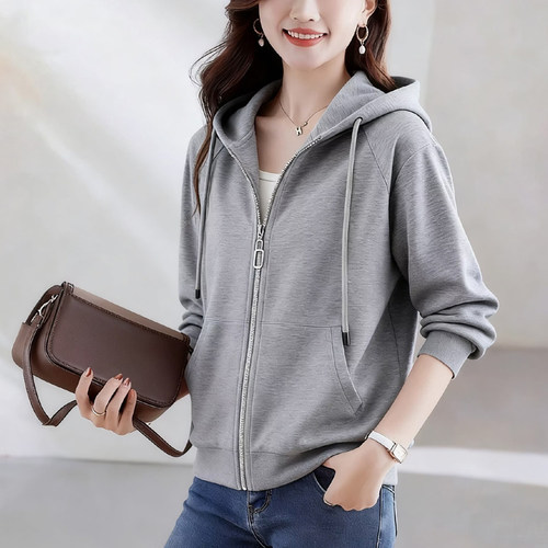 时尚连帽开衫卫衣女秋季新款