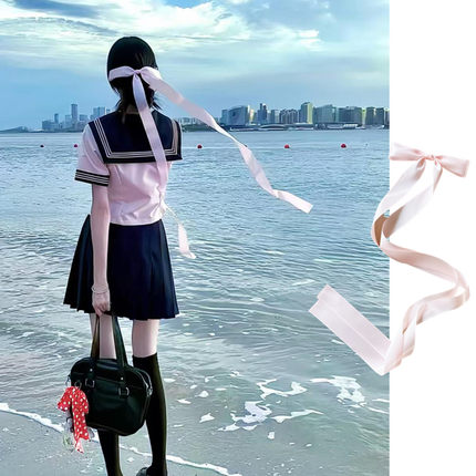 粉色超长丝带大蝴蝶结发夹发卡后脑勺顶夹超仙少女JK飘带头饰发饰