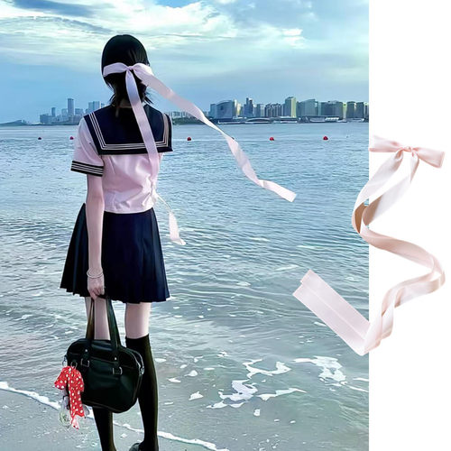 粉色超长丝带大蝴蝶结发夹发卡后脑勺顶夹超仙少女JK飘带头饰发饰