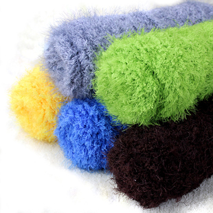 艾秀 凤羽绒珊瑚绒毛巾线加丝宝宝毛线羽毛线裘皮绒粗围巾毛线