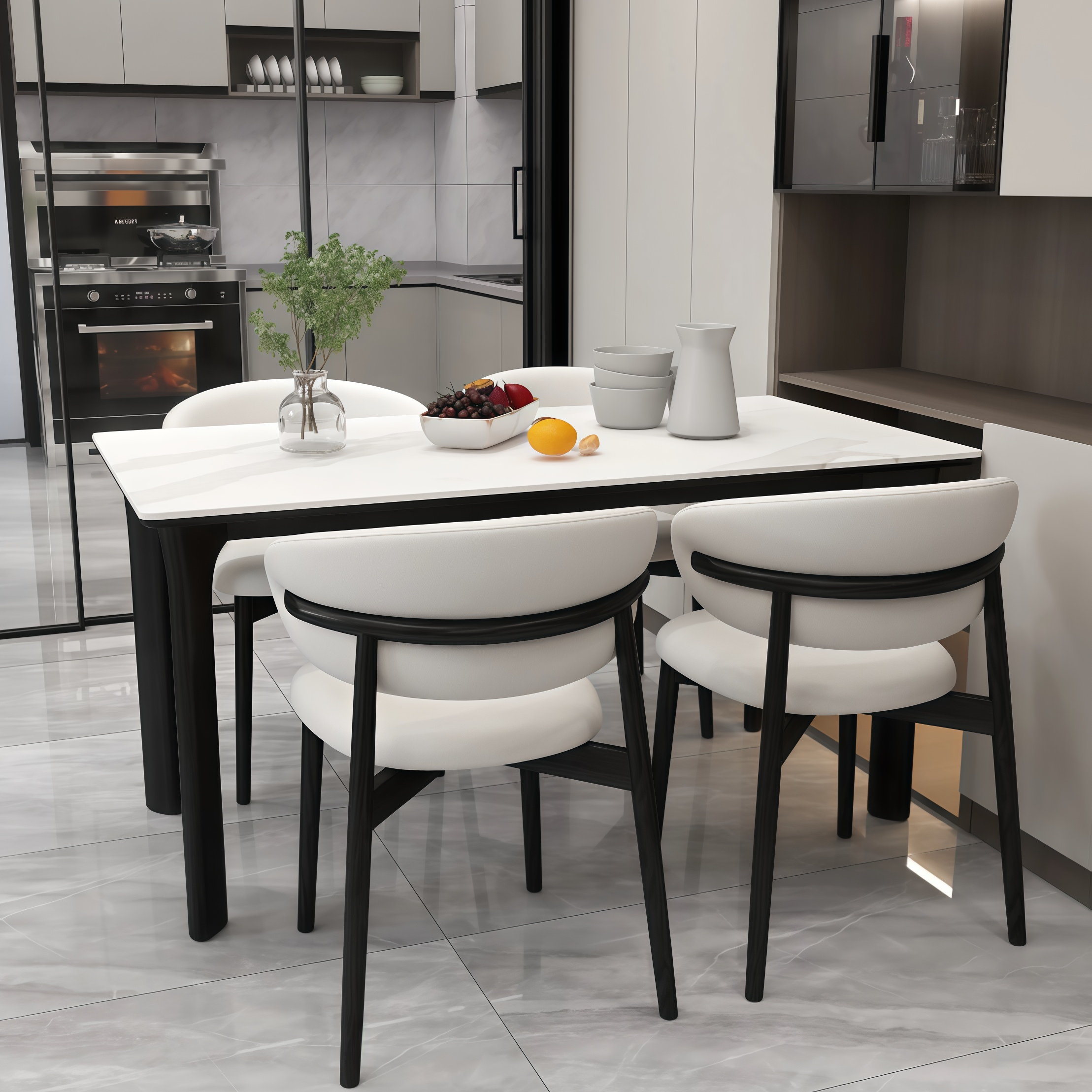 网红新款实木岩板餐桌椅组合