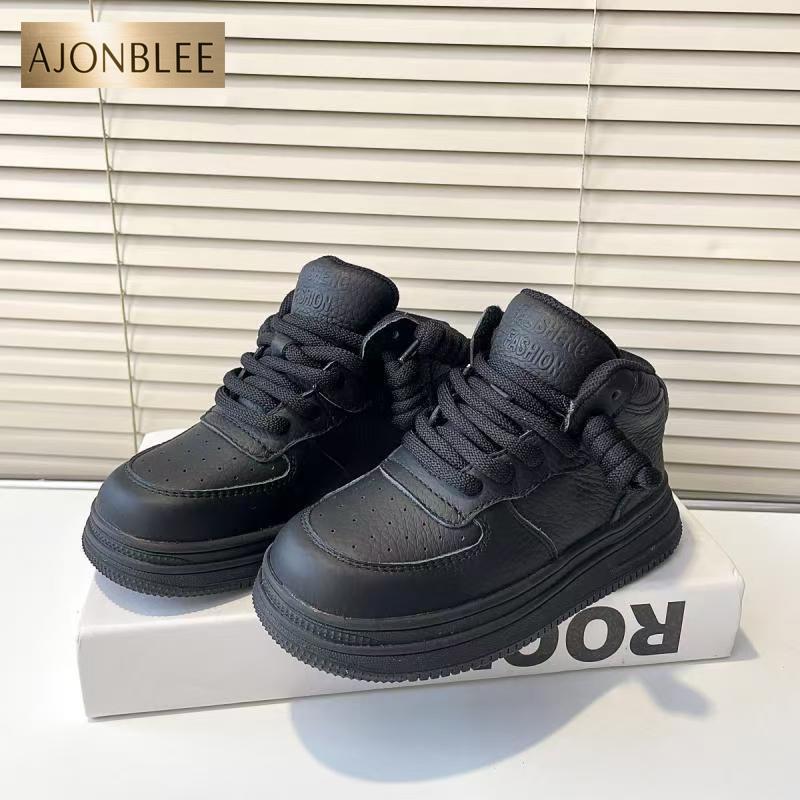 儿童真皮小黄靴2025春秋新款宝宝男童高帮板鞋软底加绒女童运动鞋