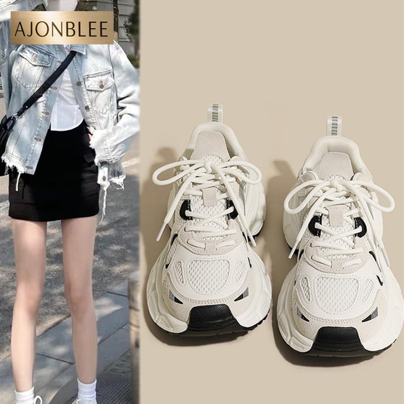 香港真皮厚底白色老爹鞋女款2025新款秋冬轻便软底休闲运动跑步鞋