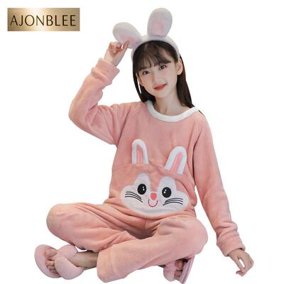 女童珊瑚绒睡衣秋冬款2025新款薄款儿童网红女孩冬季法兰绒家居服