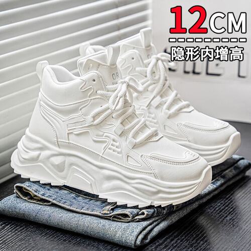 鞋厚底新款休闲小白鞋网面隐形12cm10老爹男鞋运动2026内