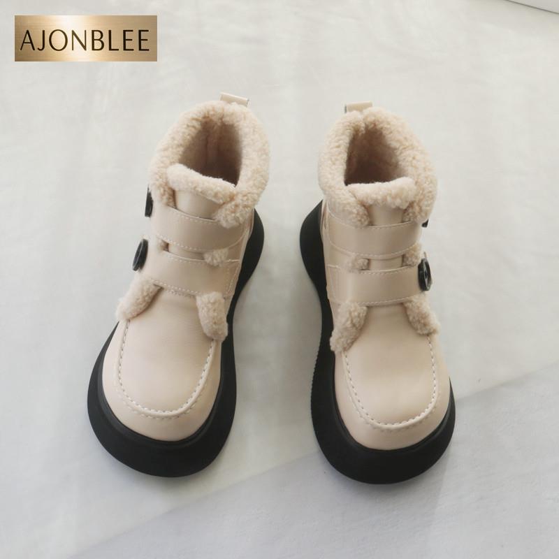 保暖雪地靴女2023新款冬季加绒女靴松糕厚底复古短靴百搭毛毛棉鞋