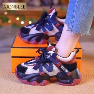 潮流软底高能感休闲百搭气质女鞋 新款 增高6CM2025春季 真皮老爹鞋