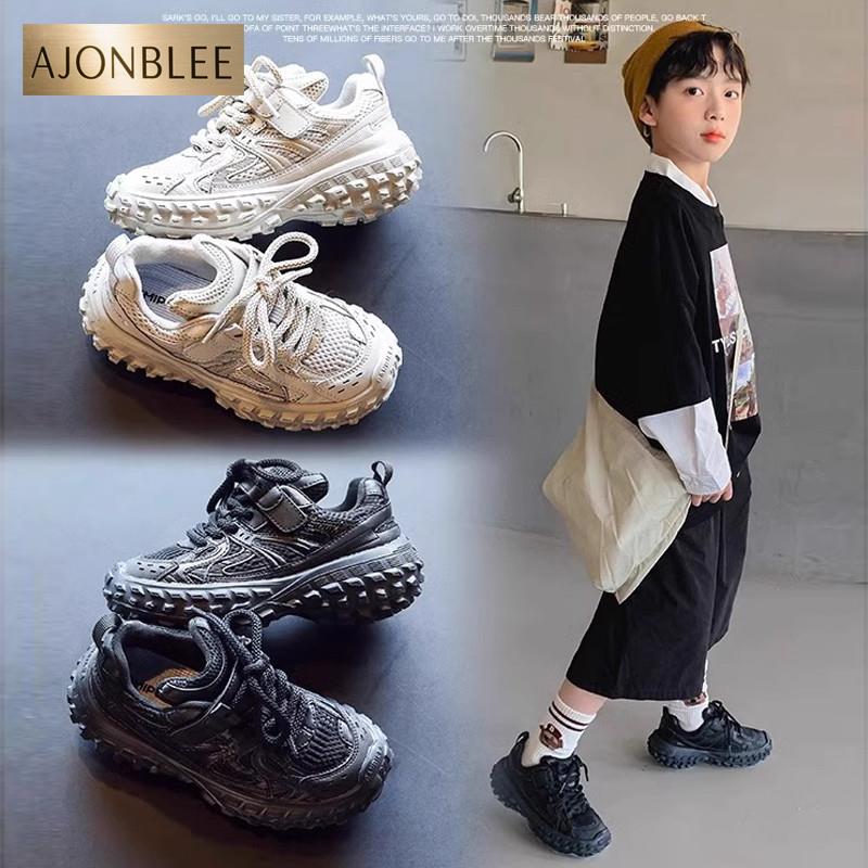 儿童运动鞋2024春秋季新款女童鞋子黑色轮胎鞋透气软底男童老爹鞋