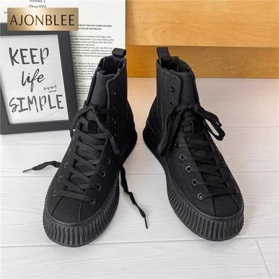 男鞋子帆布高帮运动板鞋网红爆款黑色马丁靴夏季男款新款厚底潮流