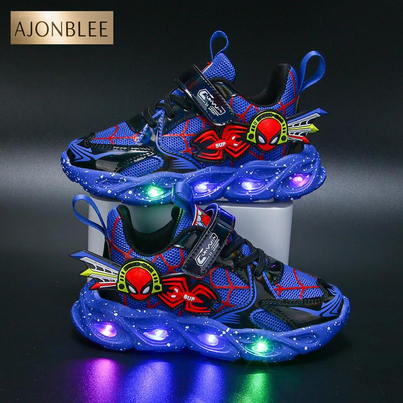 带亮灯男童鞋子2025春秋季新款儿童运动鞋宝宝男孩软底休闲跑步鞋