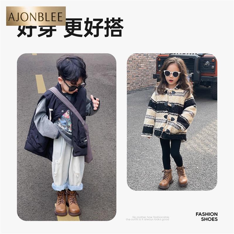 真皮儿童马丁靴2024秋冬新款男童短靴小童女童靴子秋季宝宝皮靴子