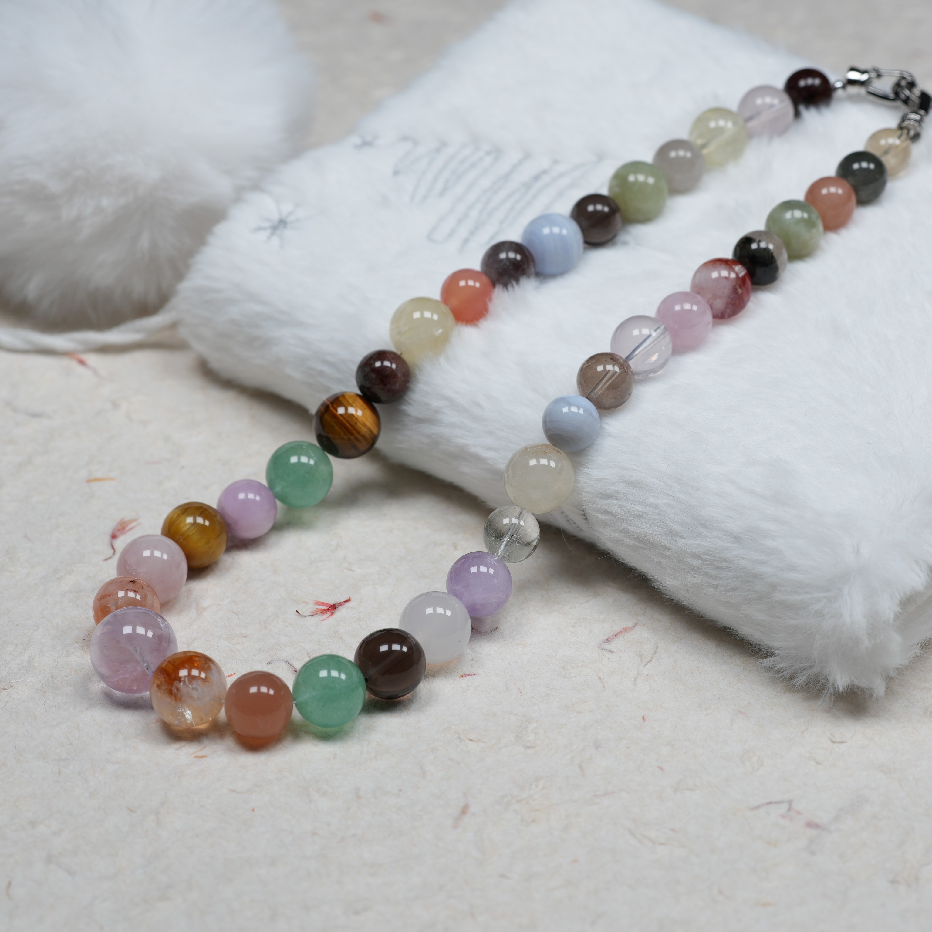 小春日和。天然水晶多宝10到15毫米项链颈链