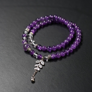 天然乌拉圭紫水晶6毫米双圈设计手链串女