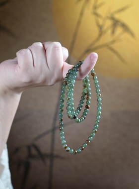 咏叹调。新疆沙枣青籽料和田玉全皮真枣红皮6毫米108颗多圈手项链