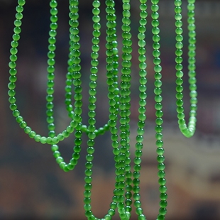 碧水东流。俄碧玉猫眼4毫米约140颗阳绿项链多圈手链