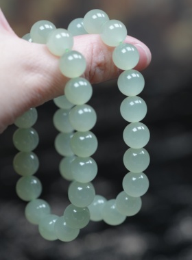 孙千同款仲夏夜之梦。高冰高透起码荧光和田玉浅晴水10毫米手链女