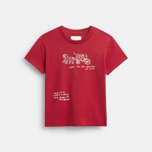 coach蔻驰新品T恤棉质HERITAGE SKETCH印花90年代风格T恤 CBO85
