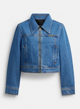 香港专柜正品代购 coach蔻驰 新款女装SCULPTED C紧身丹宁夹克