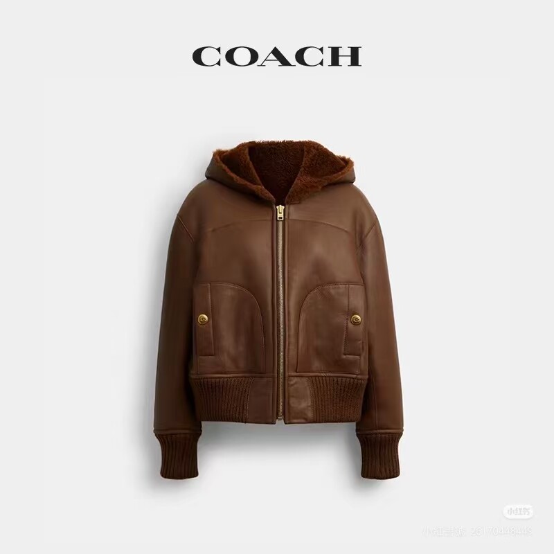 香港直邮 专柜正品代购COACH/蔻驰新款 雙面羊毛皮連帽衫CCB40