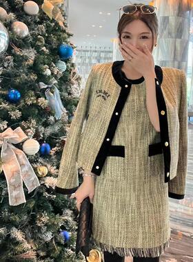 新品套装春秋2025新款高级感名媛气质粗花呢背心裙两件套