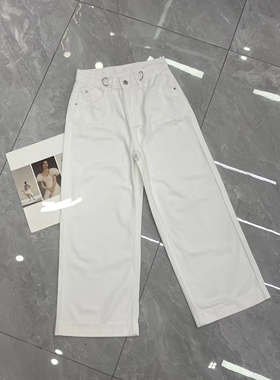 精品服装牛仔裤白色阔腿直筒纯色时尚热卖舒适百搭款个性
