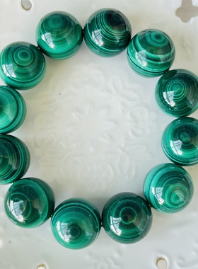 巨无霸（颗颗同心圆，正反双眼）特色的一串孔雀石手链，尺寸20mm