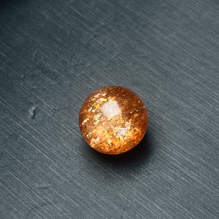 全美冰透，满圈火彩金太阳石，高品质金太阳单珠，金光闪闪13.9mm