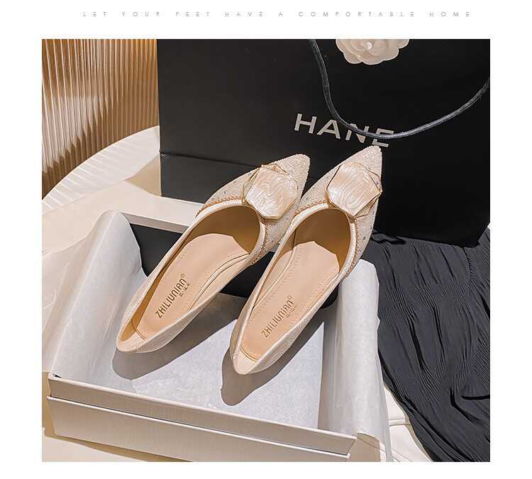 女单鞋跟鞋舒适法式时尚水钻