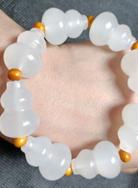 天然阿富汗葫芦玉手链男女款福禄双全玉手串珠宝手饰