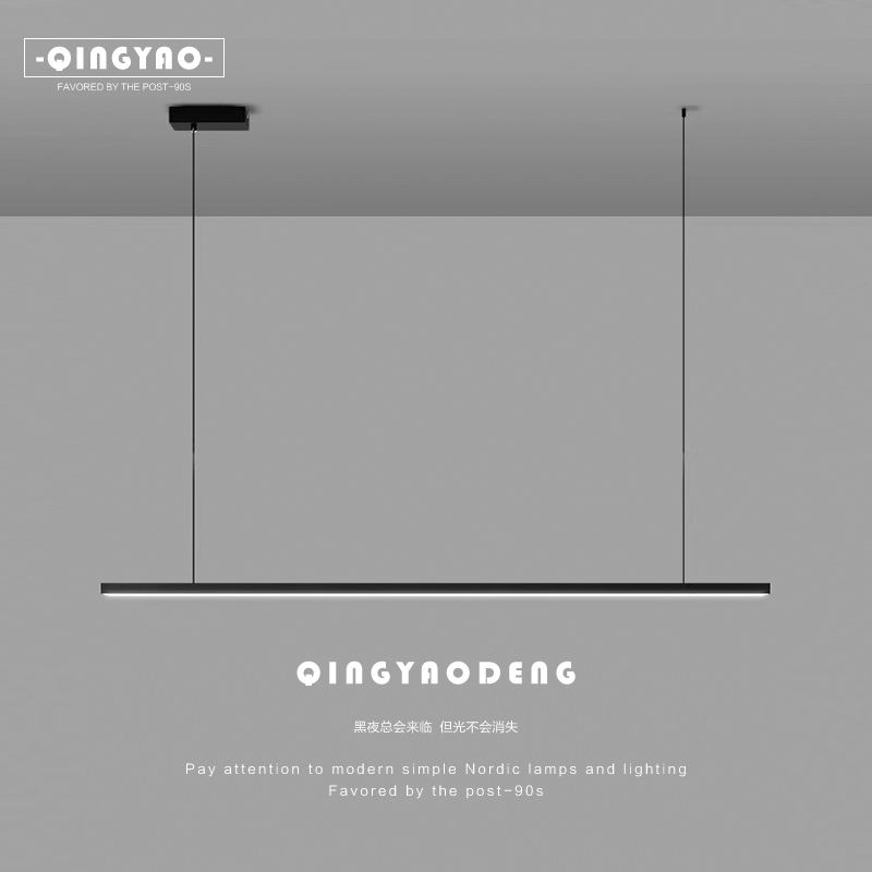 极简饭厅吊灯现代简约大气北欧设计师一字长条办公室餐桌吧台灯