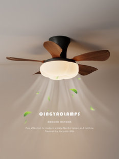 青瑶青瑶卧室扇灯中世纪胡桃图案护眼儿童房扇吸顶灯餐厅灯