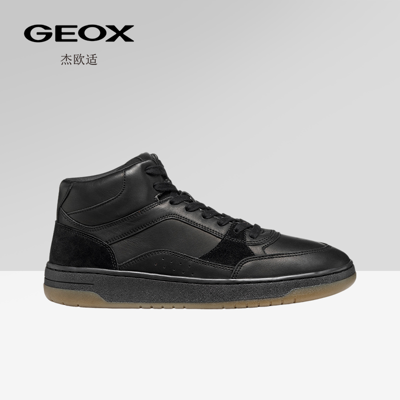 GEOX杰欧适2025秋冬新款百搭真皮高帮圆头运动板鞋男透气休闲鞋子
