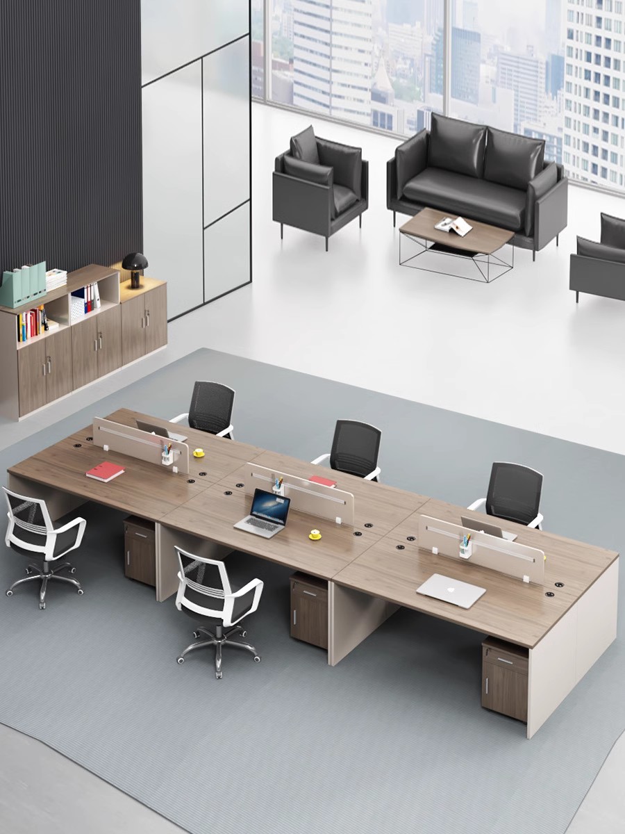 城关家具员工桌休闲现代办公员工展位4个6人电脑桌椅组合