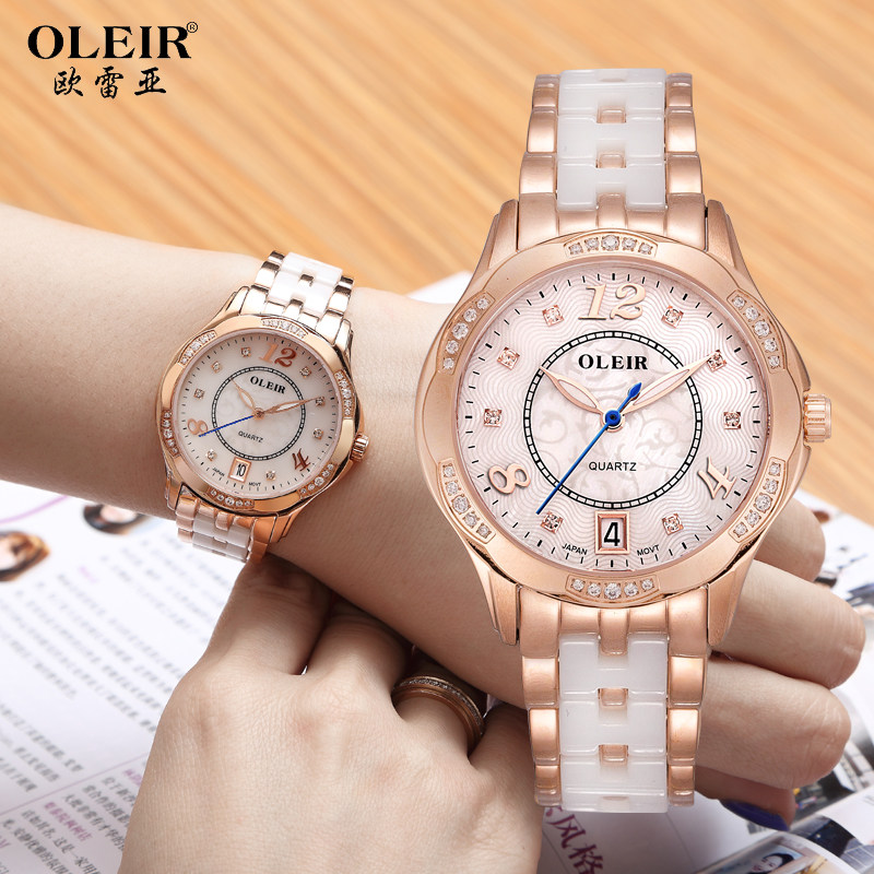 手表女正品表陶瓷表女款钢带简约气质时尚潮流简约气质防水女表