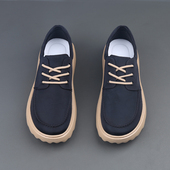 帆布鞋 透气系带冰丝布鞋 黑色时尚 薄款 潮 简约百搭厚底轻便夏季 男士