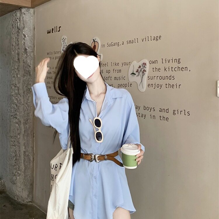 2025秋装polo领宽松长袖连衣裙女装新款不规则甜酷衬衫裙短裙子