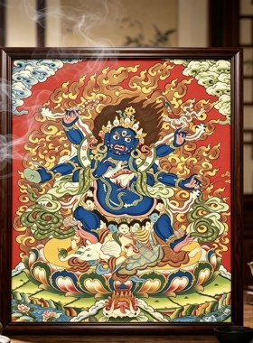 六臂玛哈嘎拉大黑天唐卡办公室书房挂画装饰画