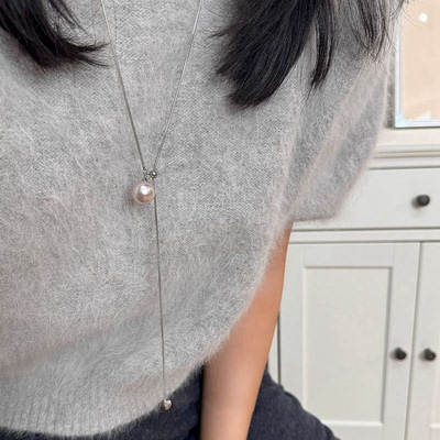 轻奢秋冬曼塔玫瑰珍珠抽拉蛇骨长项链2025新款爆款毛衣链长款百搭