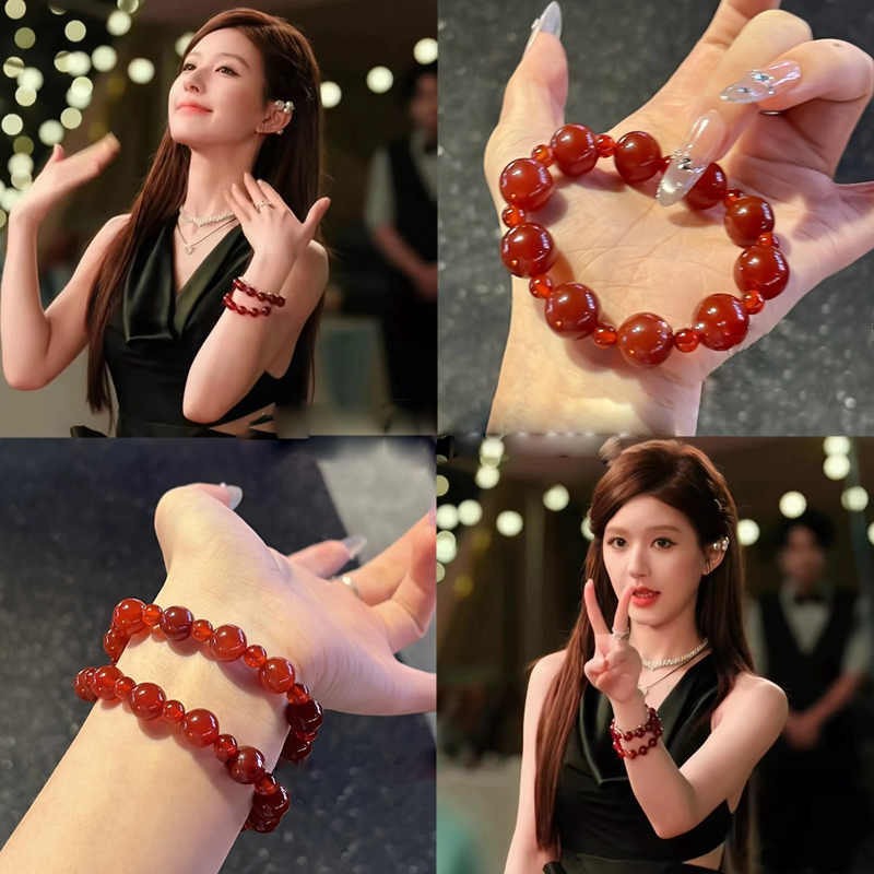 巴西深红许我耀眼许妍同款玛瑙手串双圈手链招财2025ins小众