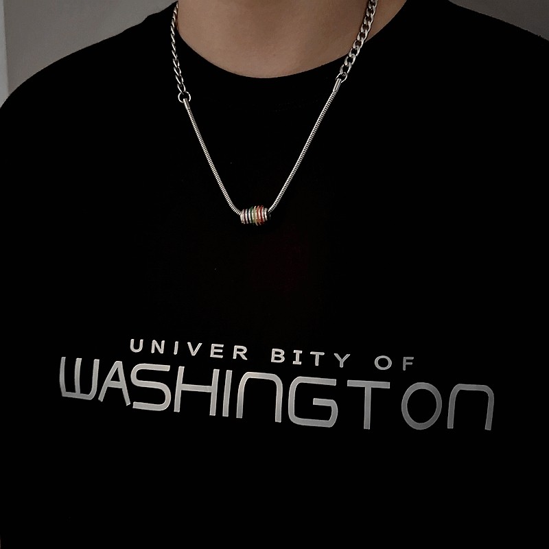 小众设计款彩虹转运拼接钛钢项链高街男高级感潮流嘻哈个性锁骨链