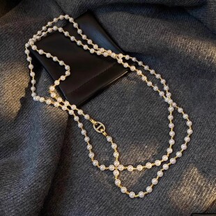 毛衣链长款双层叠戴珍珠项链女2026新款高级感轻奢气质颈链配饰