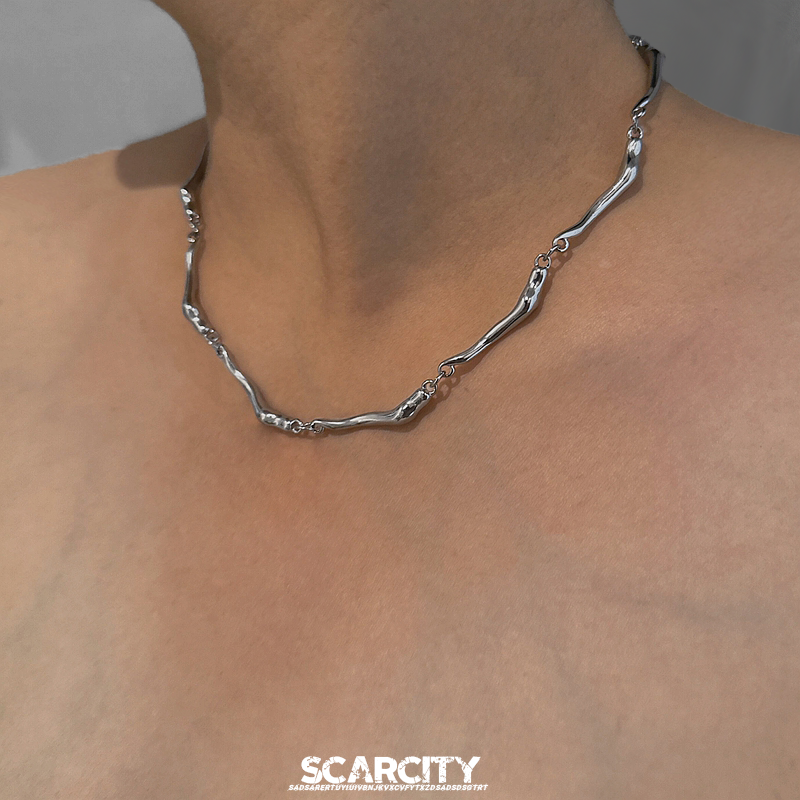 不规则简约轻奢链条百搭小众设计高级感男女冷淡风波浪纹项链配饰